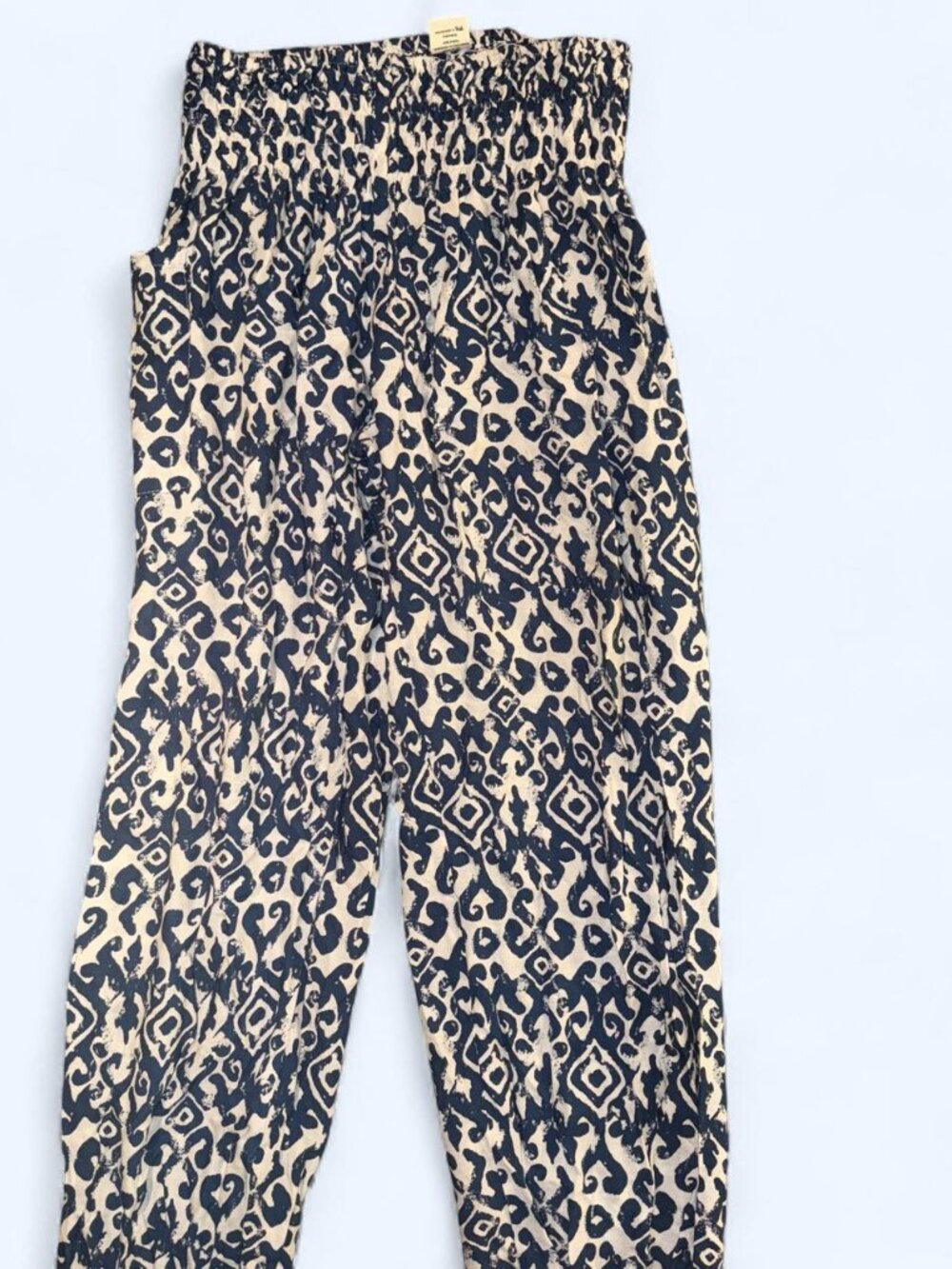 Paradise Island Geometric Print Blue & White Wide Leg Yoga Pants